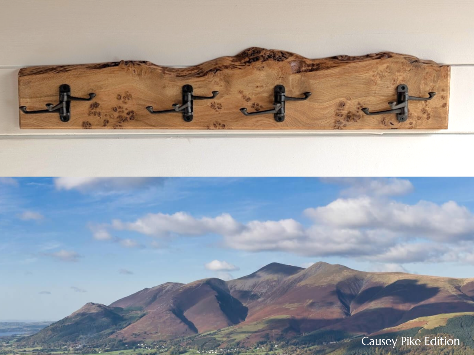 Causey Pike Edition - Live Edge Pippy Oak Coat Rack